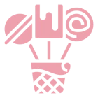 Pink ice cream cone with lollipops illustration.