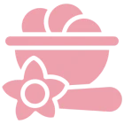 Pink spa icon with flower and bowl.